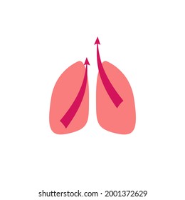 human lungs and sputum discharge arrows on a white background. vector illustration. medicine and health.