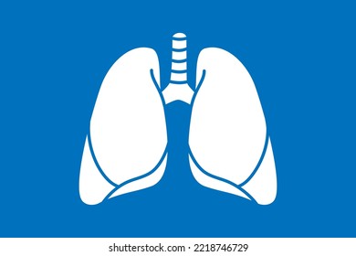 Símbolo de pulmones humanos aislado en fondo azul. Icono de órgano humano. Ilustración vectorial.