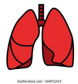Símbolo de pulmones humanos. Ilustración de línea delgada lineal del Vector Rojo