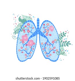 Human lungs. Taking care of your health. Vector illustration.