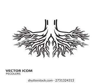 Human lungs vector icon line are