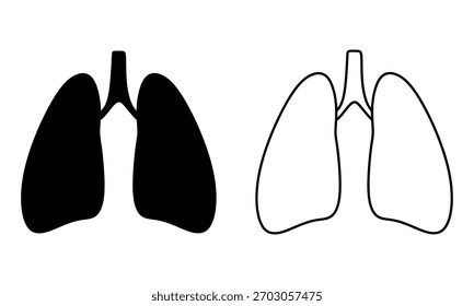 Icono de Vector de pulmones humanos. Silueta de órgano respiratorio mínimo y diseño de contorno. Perfecto para gráficos médicos, ilustraciones de anatomía, infografías de atención médica
