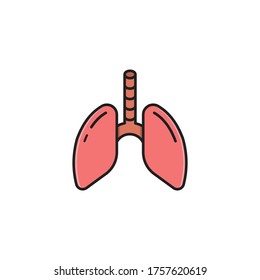 Human lungs vector icon symbol isolated on white background