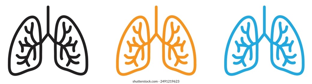 Human lungs vector logo set collection for web app ui