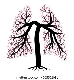 Human lungs vein network shaped tree vector illustration