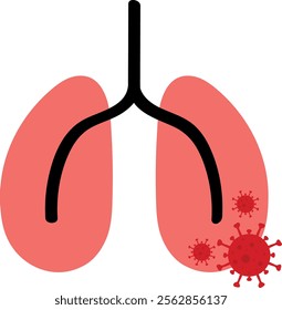 Human Lungs with Virus Infection Vector Graphic