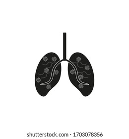 pulmones humanos con virus de fondo blanco