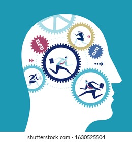 Human machine, creativity, teamwork business concept vector illustration.