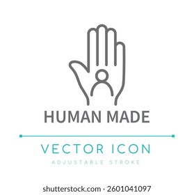 Human Made Business Vector Icon, Handmade Small Business Symbol, Artisan Product Logo