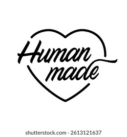 human made vector icon with heart shape, created by humans