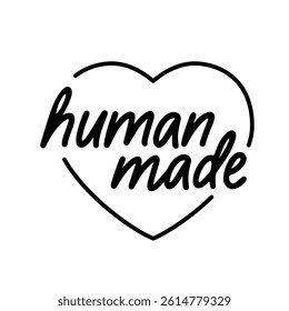 human made vector icon with heart shape, created by humans