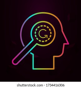Humano, magnificador en mente icono nolal Línea delgada simple, contorno vector de íconos de la mente humana para ui y ux, sitio web o aplicación móvil