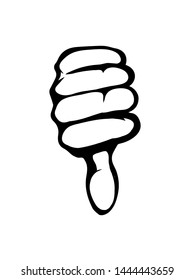 Human male body kill vote fist mark idea on white paper text space. Freehand outline black ink drawn woman cool media loser finish logo pictogram emblem in retro art doodle cartoon style. Closeup view