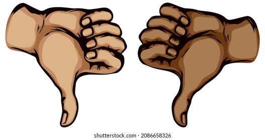 Human male body kill vote fist mark idea on white paper text space. Freehand outline black ink drawn woman cool media loser finish logo pictogram emblem in retro art doodle cartoon style. Closeup view