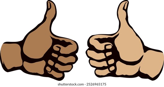 Human male body okay vote fist right mark idea on white paper text space. Freehand outline black ink drawn alright success media logo pictogram emblem badge in retro art doodle cartoon vector style