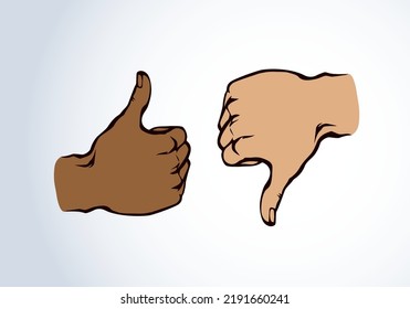 Hand, die den Daumen zur Seite zeigt. Vektorgrafik