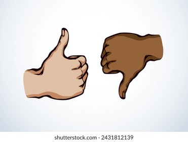 Human male fail valid vote accept attitude arm mark. Line black drawn super okay media logo well ok signal pictogram concept design retro art cartoon graphic sketch nice quality style white text space
