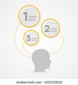 Human male head infographic. Flat design
