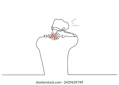 human male neck pain physical stress health one line art design