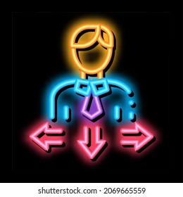 Human Man Arrows neon light sign vector. Glowing bright icon Human Man Arrows sign. transparent symbol illustration