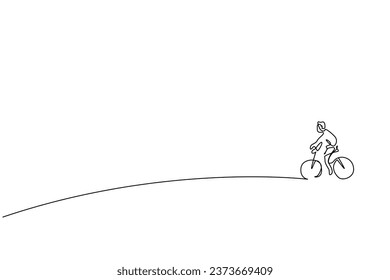 human man cycling away simple one line art design