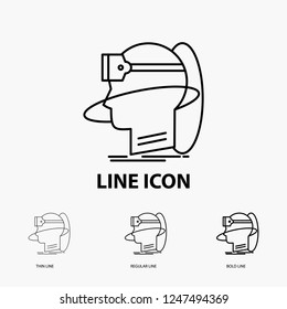 human, man, reality, user, virtual, vr Icon in Thin, Regular and Bold Line Style. Vector illustration