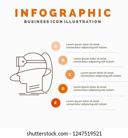 human, man, reality, user, virtual, vr Infographics Template for Website and Presentation. Line Gray icon with Orange infographic style vector illustration