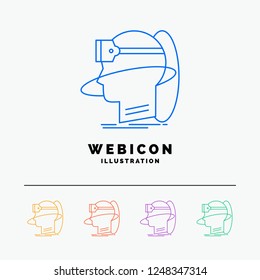 human, man, reality, user, virtual, vr 5 Color Line Web Icon Template isolated on white. Vector illustration