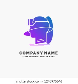 human, man, reality, user, virtual, vr Purple Business Logo Template. Place for Tagline.