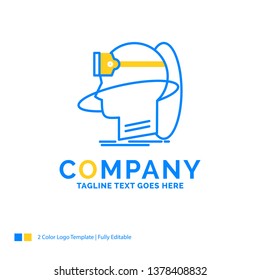 human, man, reality, user, virtual, vr Blue Yellow Business Logo template. Creative Design Template Place for Tagline.