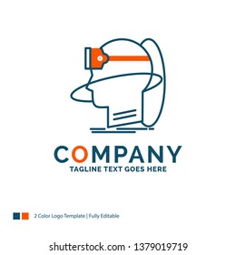 human, man, reality, user, virtual, vr Logo Design. Blue and Orange Brand Name Design. Place for Tagline. Business Logo template.
