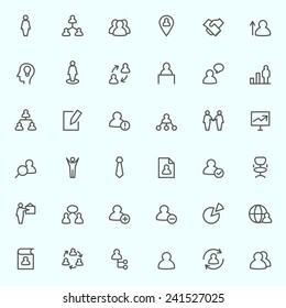 Human Management Icons, Simple And Thin Line Design