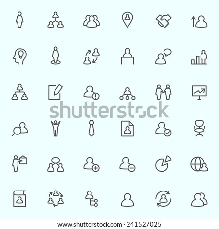 Human management icons, simple and thin line design