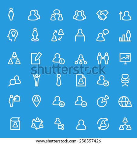 Human management icons, simple and thin line design