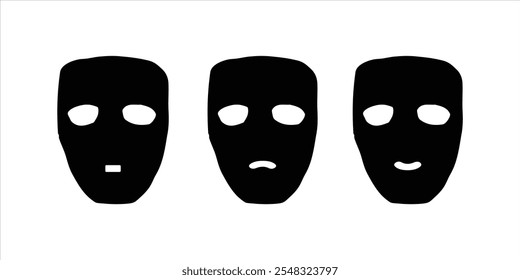 Human mask Icons vector hand drawn illustration on white background.