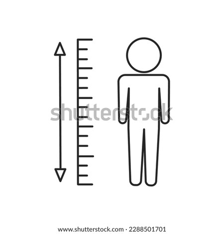 human measures height icon, scale with man, thin line symbol on white background - vector illustration.