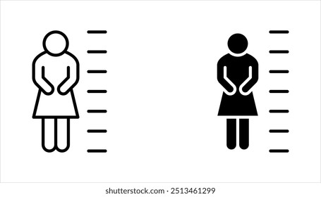 human measures height icon set, scale with man, thin line symbol vector illustration on white background