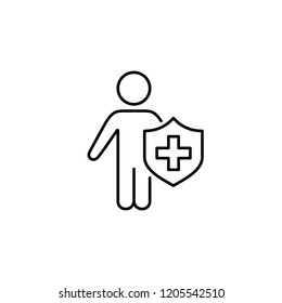 Human Medical Insurance Symbol Line Black Icon On White Background