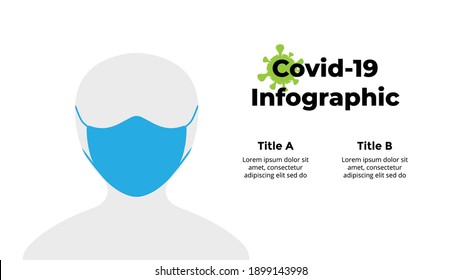 Human in medical mask. Covid-19 Vector Infographic. Coronavirus presentation template. 2019-ncov slide. 