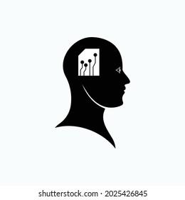 Human Memory Icon. Brain Capacity, Mind Capablity Symbol   - Vector.