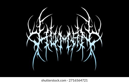 Letras de metal humano em estilo simétrico abstrato afiado com formas ramificadas, estética extrema, perfeito para impressões de t-shirt escura, logotipos de banda, capas de álbuns e marca underground