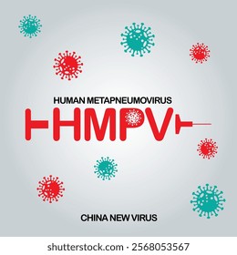 Human Metapneumovirus HMPV Pandemic China new virus infection concept isolated vector illustration.