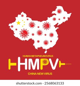 Human Metapneumovirus HMPV Pandemic China new virus infection concept isolated vector illustration.