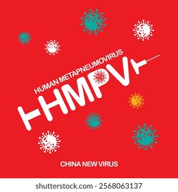 Human Metapneumovirus HMPV Pandemic China new virus infection concept isolated vector illustration.