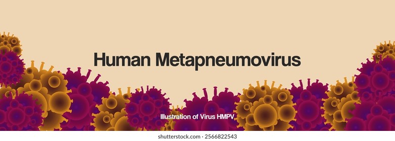 Human metapneumovirus virus outbreak pandemic banner. HMPV virus design for prevention, symptom awareness, and disease spread. Medical illustration background for healthcare and science themes