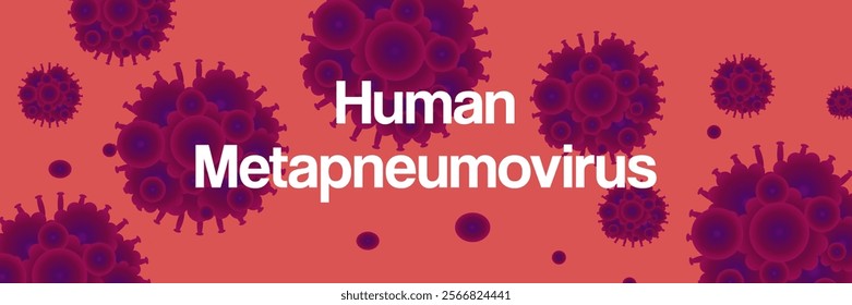 Human metapneumovirus virus outbreak pandemic banner. HMPV virus design for prevention, symptom awareness, and disease spread. Medical illustration background for healthcare and science themes