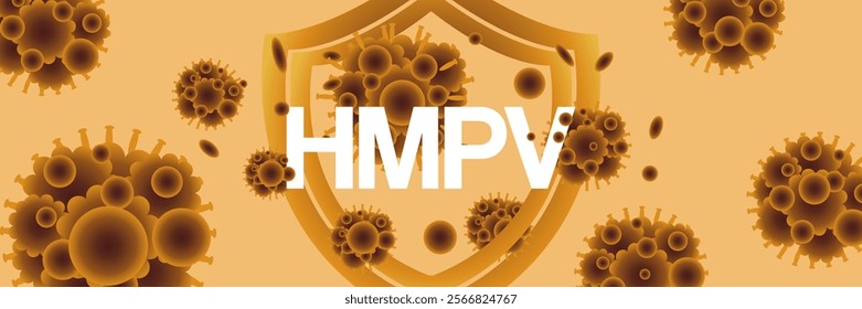 Human metapneumovirus virus outbreak pandemic banner. HMPV virus design for prevention, symptom awareness, and disease spread. Medical illustration background for healthcare and science themes