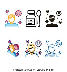 Human Microbe Icon Vector. Outline Human Microbe Sign. Isolated simplified Contour Symbol