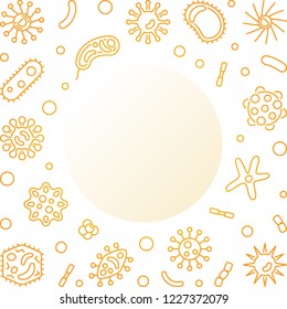 Human microbiota square golden frame with place for your text. Vector concept illustration in thin line style on white background
