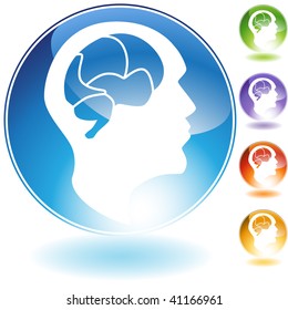 Human mind crystal icon isolated on a white background.